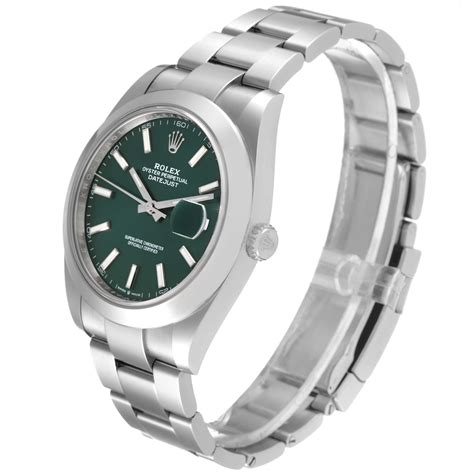 rolex datejust 41 green dial smooth bezel